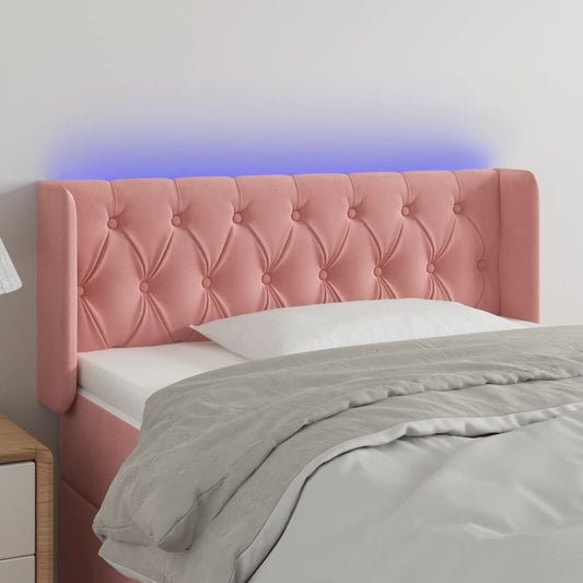 vidaXL Κεφαλάρι Κρεβατιού LED Ροζ 93x16x78/88 εκ. Βελούδινο