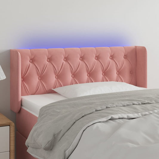 vidaXL Κεφαλάρι Κρεβατιού LED Ροζ 103x16x78/88 εκ. Βελούδινο