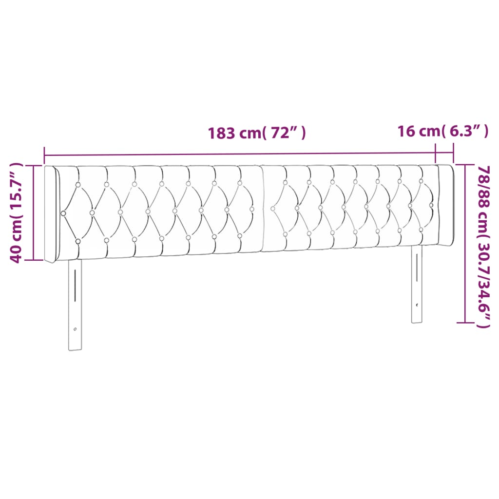 vidaXL Κεφαλάρι Κρεβατιού LED Ανοιχτό Γκρι 183x16x78/88 εκ. Βελούδινο