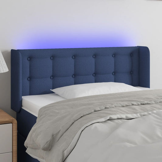 vidaXL Κεφαλάρι Κρεβατιού LED Μπλε 83x16x78/88 εκ. Υφασμάτινο