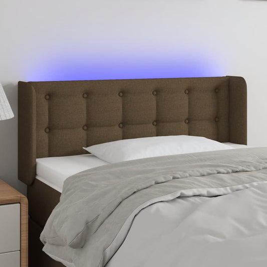 vidaXL Κεφαλάρι Κρεβατιού LED Σκούρο Καφέ 103x16x78/88 εκ. Υφασμάτινο