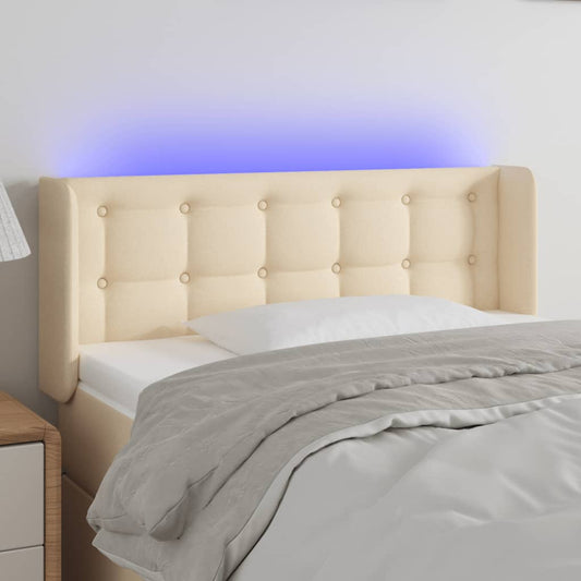 vidaXL Κεφαλάρι Κρεβατιού LED Κρεμ 103x16x78/88 εκ. Υφασμάτινο