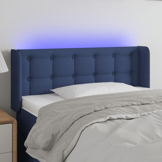 vidaXL Κεφαλάρι Κρεβατιού LED Μπλε 103x16x78/88 εκ. Υφασμάτινο