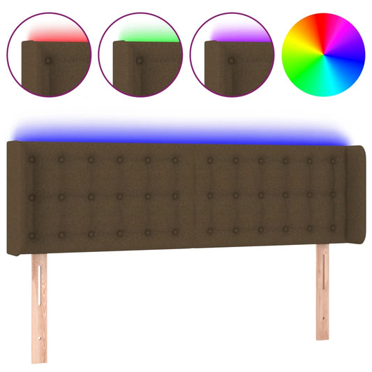 vidaXL Κεφαλάρι Κρεβατιού LED Σκούρο Καφέ 147x16x78/88 εκ. Υφασμάτινο