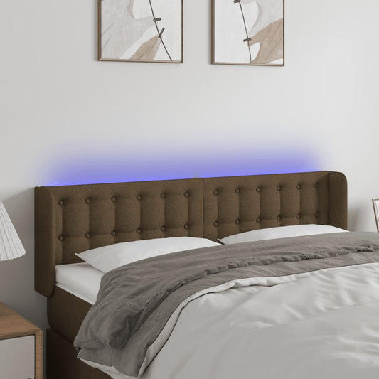 vidaXL Κεφαλάρι Κρεβατιού LED Σκούρο Καφέ 147x16x78/88 εκ. Υφασμάτινο
