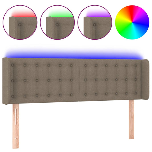 vidaXL Κεφαλάρι Κρεβατιού LED Taupe 147x16x78/88 εκ. Υφασμάτινο