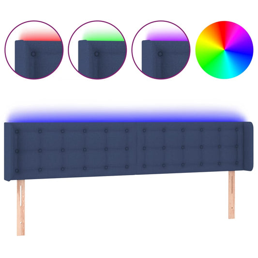 vidaXL Κεφαλάρι Κρεβατιού LED Μπλε 183x16x78/88 εκ. Υφασμάτινο
