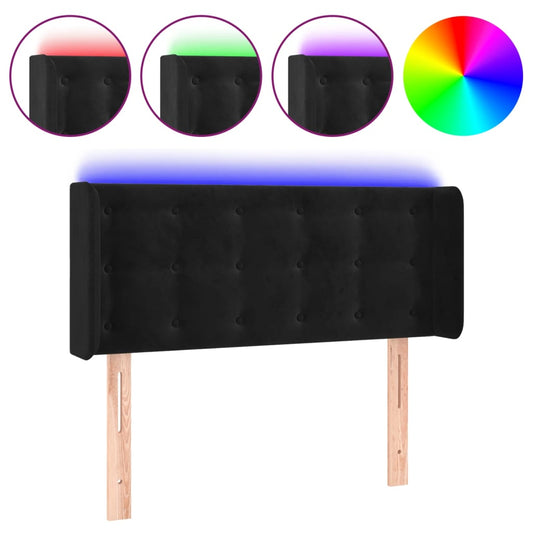 vidaXL Κεφαλάρι Κρεβατιού LED Μαύρο 83x16x78/88 εκ. Βελούδινο