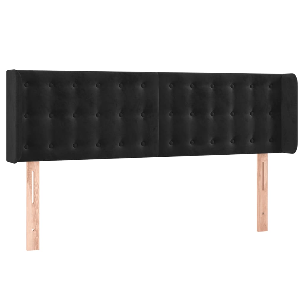 vidaXL Κεφαλάρι Κρεβατιού LED Μαύρο 147x16x78/88 εκ. Βελούδινο