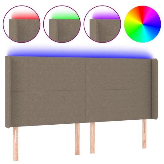 vidaXL Κεφαλάρι Κρεβατιού LED Taupe 183x16x118/128 εκ. Υφασμάτινο
