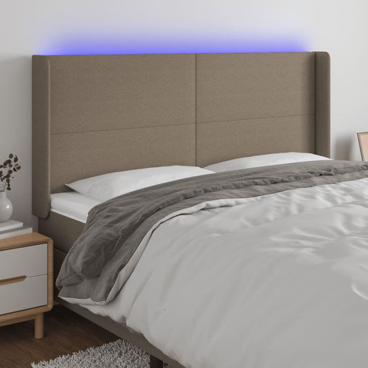 vidaXL Κεφαλάρι Κρεβατιού LED Taupe 183x16x118/128 εκ. Υφασμάτινο