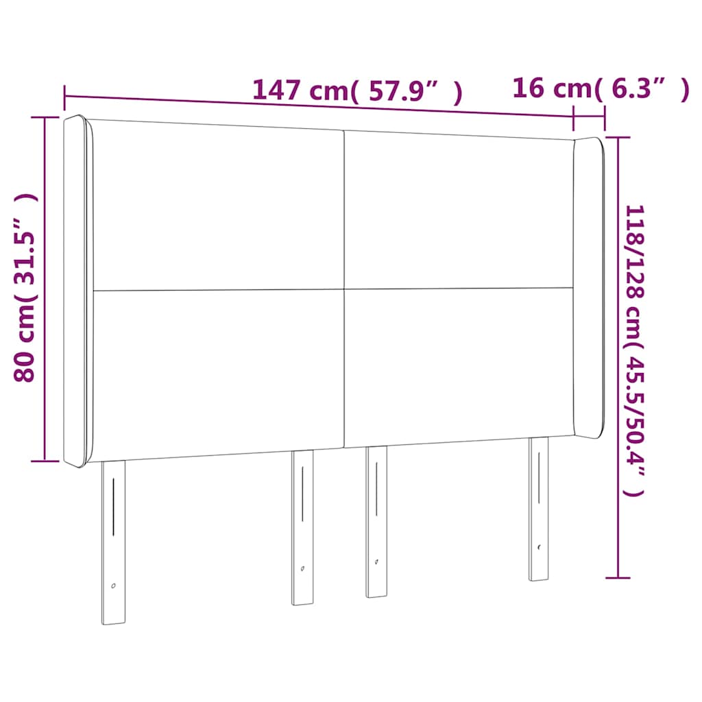 vidaXL Κεφαλάρι Κρεβατιού LED Σκούρο Πράσινο 147x16x118/128 εκ