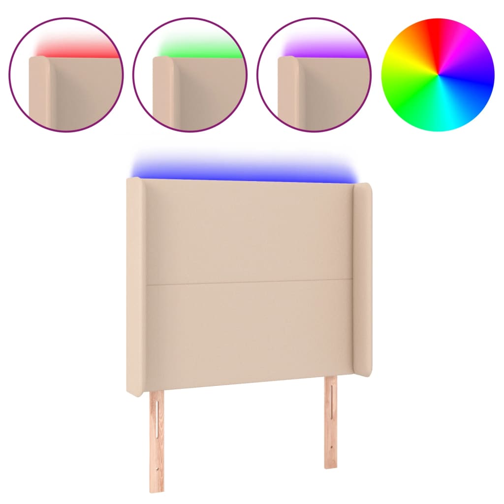vidaXL Κεφαλάρι Κρεβατιού LED Καπουτσίνο 93x16x118/128 εκ