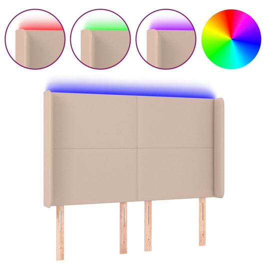 vidaXL Κεφαλάρι Κρεβατιού LED Καπουτσίνο 147x16x118/128 εκ