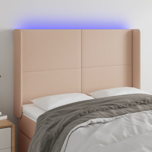 vidaXL Κεφαλάρι Κρεβατιού LED Καπουτσίνο 147x16x118/128 εκ