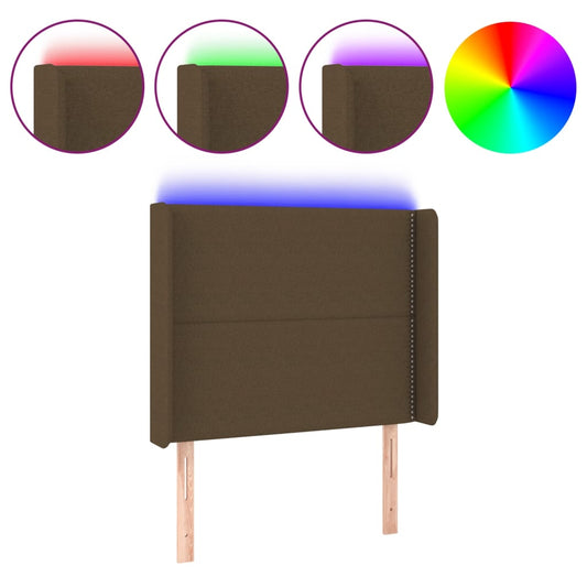 vidaXL Κεφαλάρι Κρεβατιού LED Σκούρο Καφέ 93x16x118/128 εκ.Υφασμάτινο