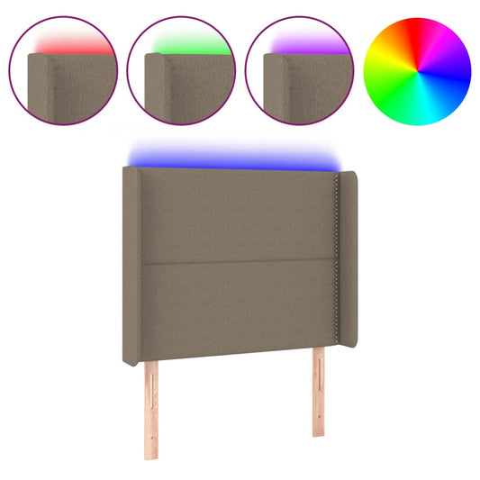 vidaXL Κεφαλάρι Κρεβατιού LED Taupe 93x16x118/128εκ. Υφασμάτινο