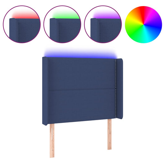 vidaXL Κεφαλάρι Κρεβατιού LED Μπλε 103x16x118/128 εκ. Υφασμάτινο
