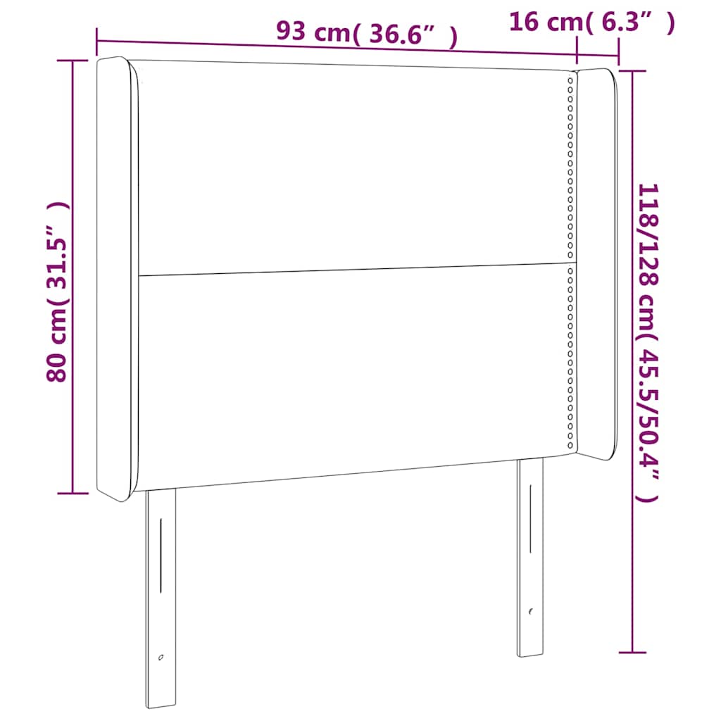 vidaXL Κεφαλάρι Κρεβατιού LED Σκούρο Πράσινο 93x16x118/128 εκ