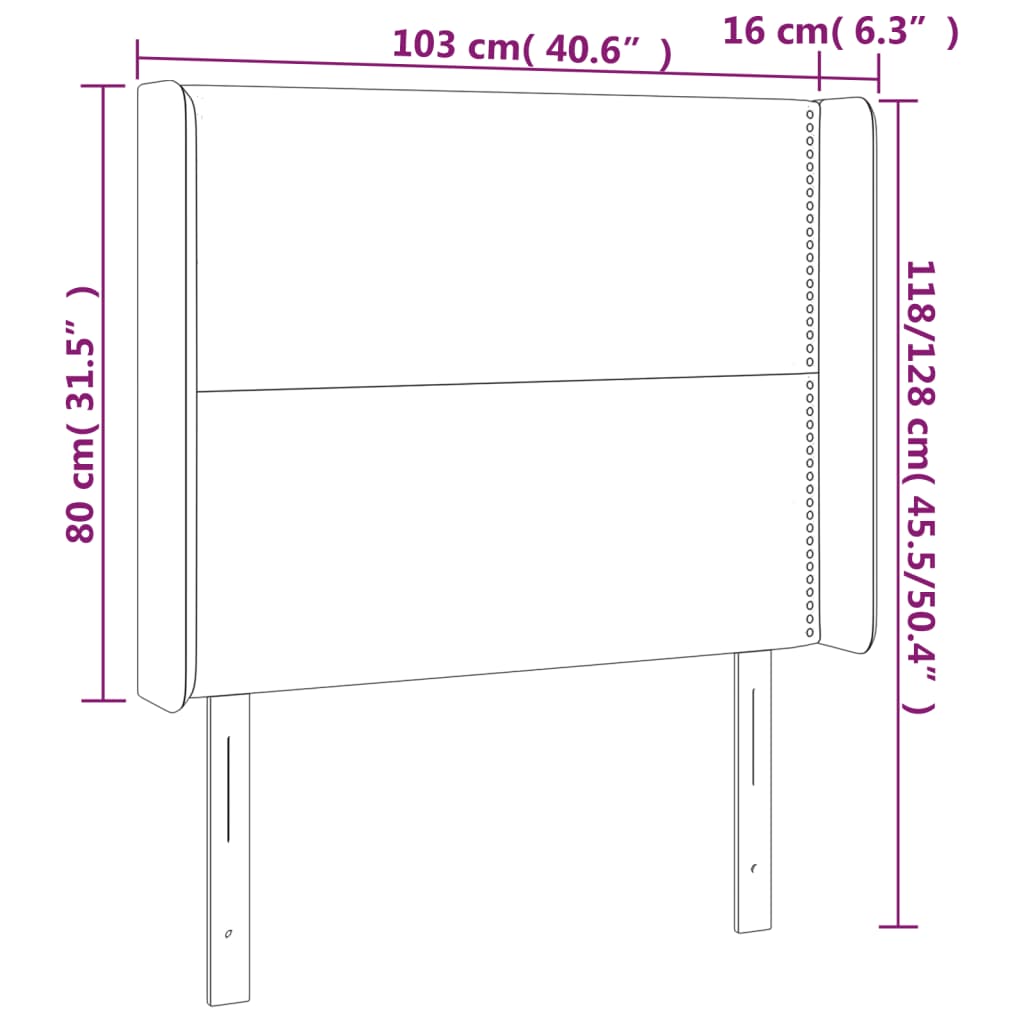 vidaXL Κεφαλάρι Κρεβατιού LED Σκούρο Γκρι 103x16x118/128εκ. Βελούδινο