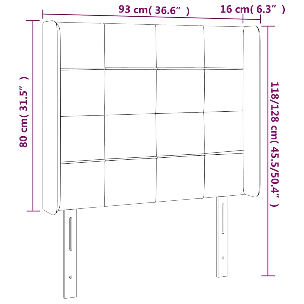 vidaXL Κεφαλάρι Κρεβατιού LED Σκούρο Πράσινο 93x16x118/128 εκ