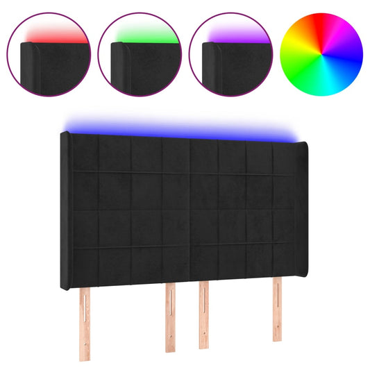 vidaXL Κεφαλάρι Κρεβατιού LED Μαύρο 147x16x118/128 εκ. Βελούδινο