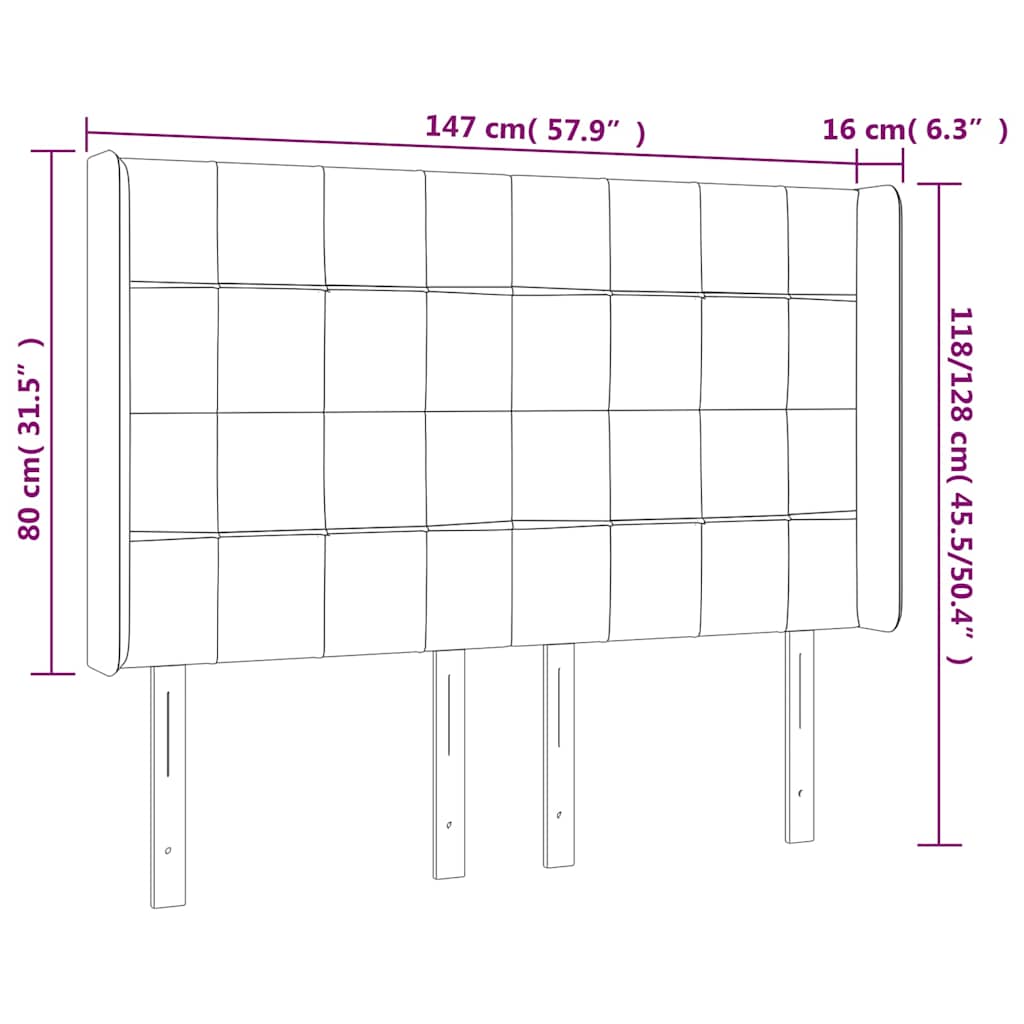 vidaXL Κεφαλάρι Κρεβατιού LED Σκούρο Πράσινο 147x16x118/128 εκ