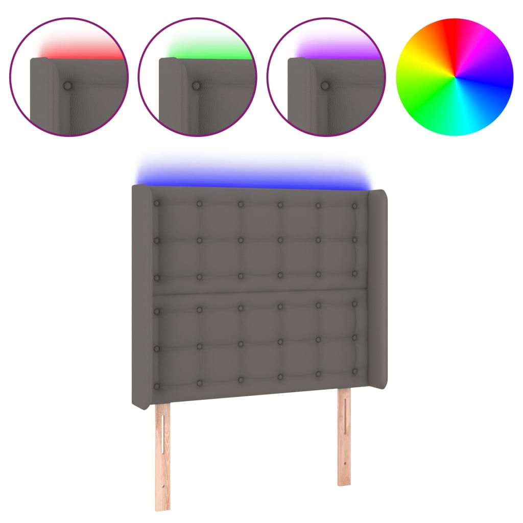 vidaXL Κεφαλάρι Κρεβατιού LED Γκρι 83x16x118/128 εκ. Συνθετ. Δέρμα