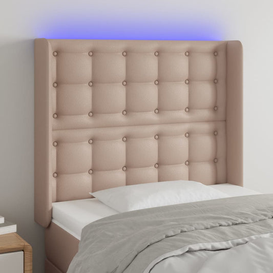 vidaXL Κεφαλάρι Κρεβατιού LED Καπουτσίνο 93x16x118/128 εκ
