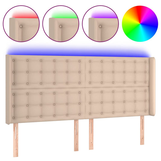 vidaXL Κεφαλάρι Κρεβατιού LED Καπουτσίνο 163x16x118/128 εκ