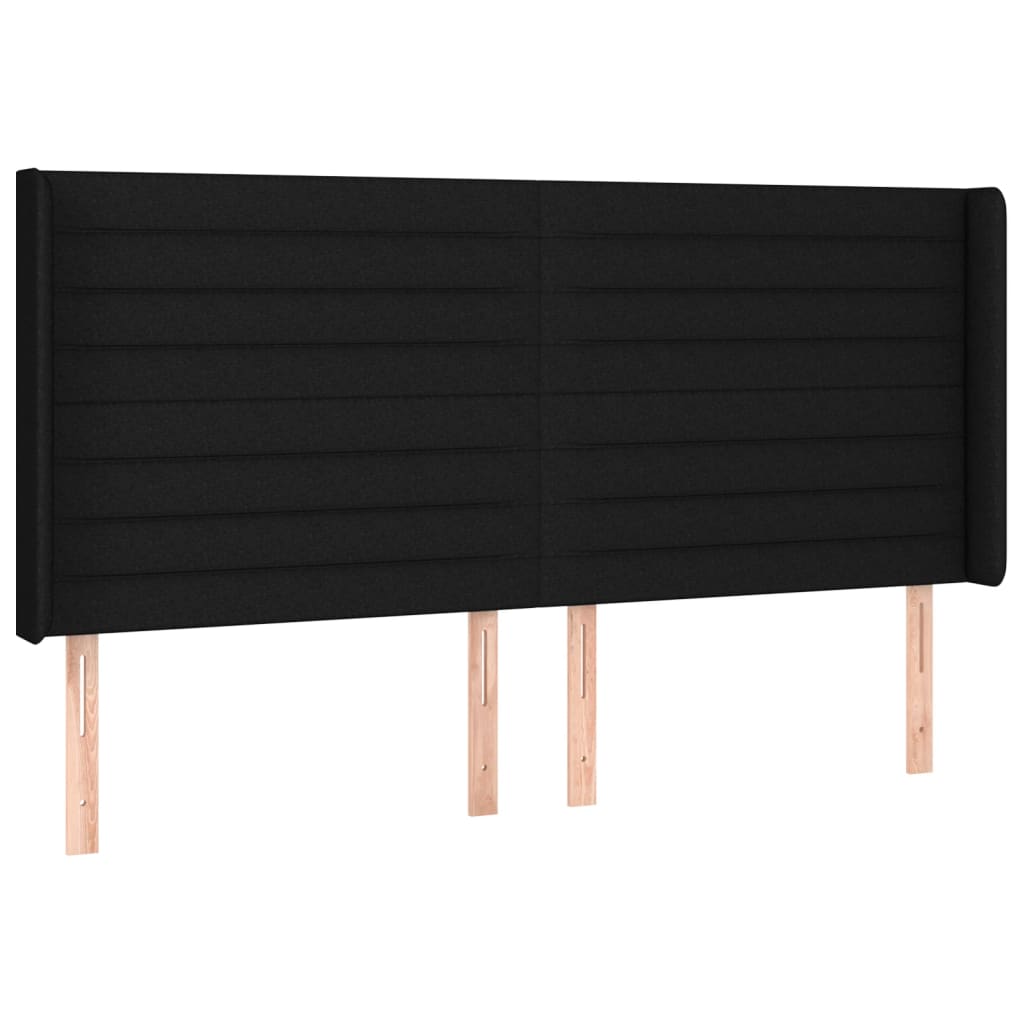 vidaXL Κεφαλάρι Κρεβατιού LED Μαύρο 163x16x118/128 εκ. Υφασμάτινο