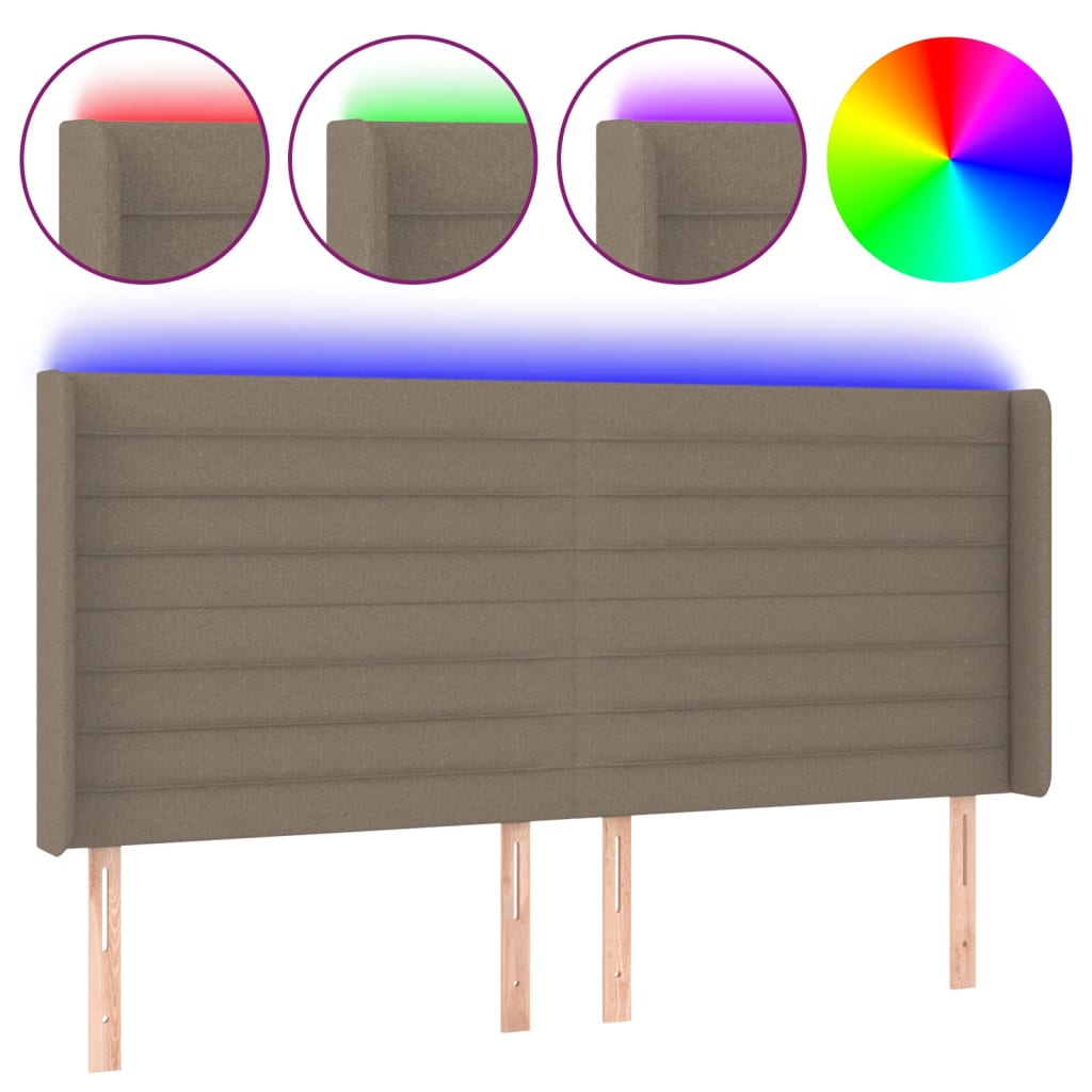 vidaXL Κεφαλάρι Κρεβατιού LED Taupe 203x16x118/128 εκ. Υφασμάτινο