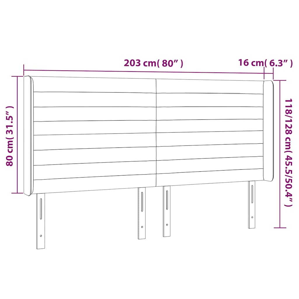 vidaXL Κεφαλάρι Κρεβατιού LED Σκούρο Μπλε 203x16x118/128 εκ. Βελούδινο