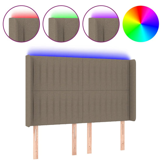 vidaXL Κεφαλάρι Κρεβατιού LED Taupe 147x16x118/128 εκ. Υφασμάτινο