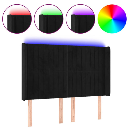 vidaXL Κεφαλάρι Κρεβατιού LED Μαύρο 147x16x118/128 εκ. Βελούδινο