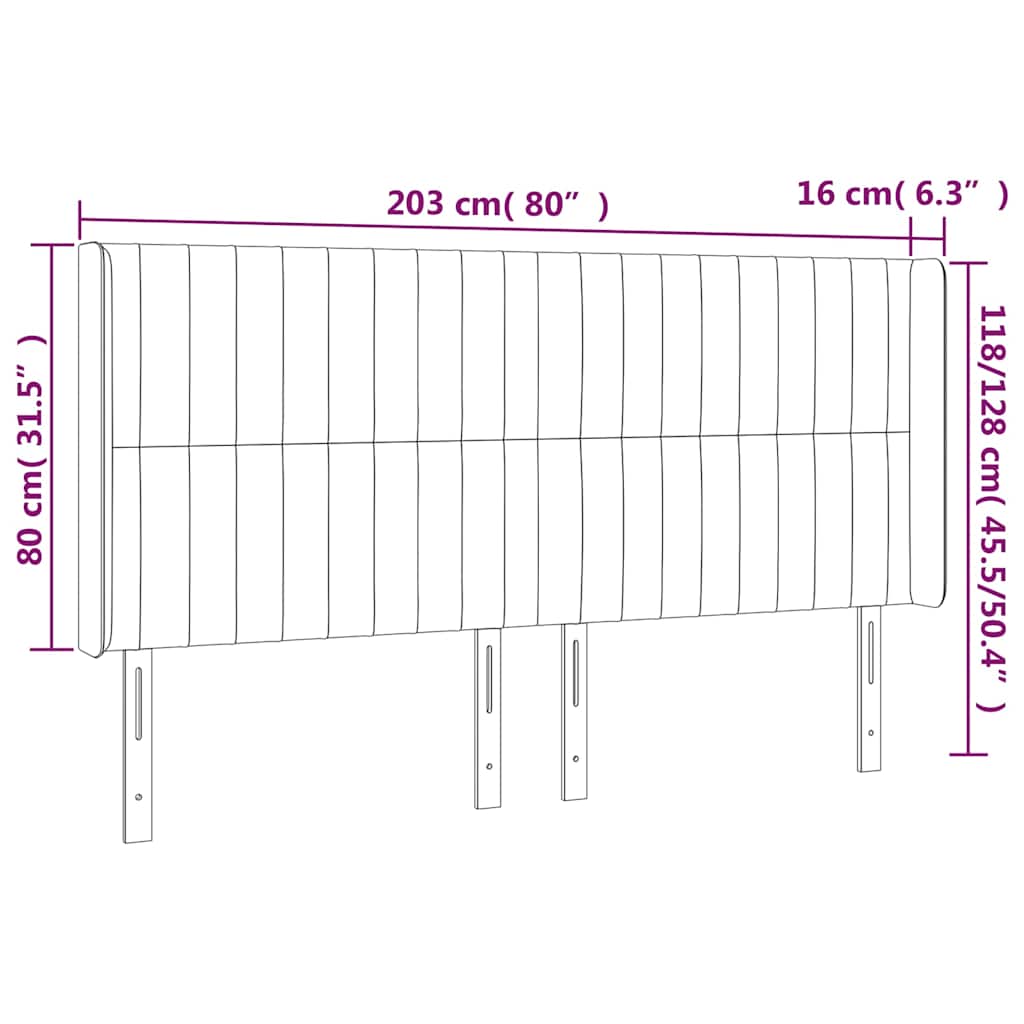vidaXL Κεφαλάρι Κρεβατιού LED Σκούρο Πράσινο 203x16x118/128 εκ