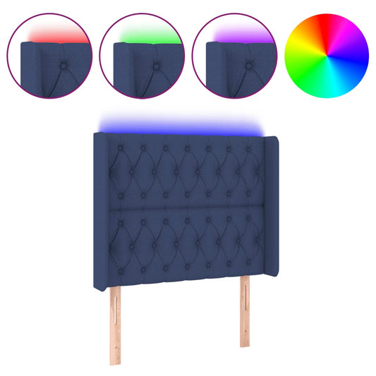 vidaXL Κεφαλάρι Κρεβατιού LED Μπλε 93x16x118/128εκ. Υφασμάτινο