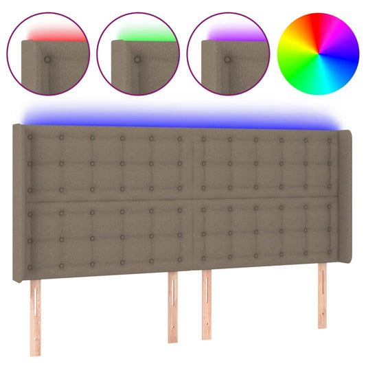 vidaXL Κεφαλάρι Κρεβατιού LED Taupe 183x16x118/128 εκ. Υφασμάτινο