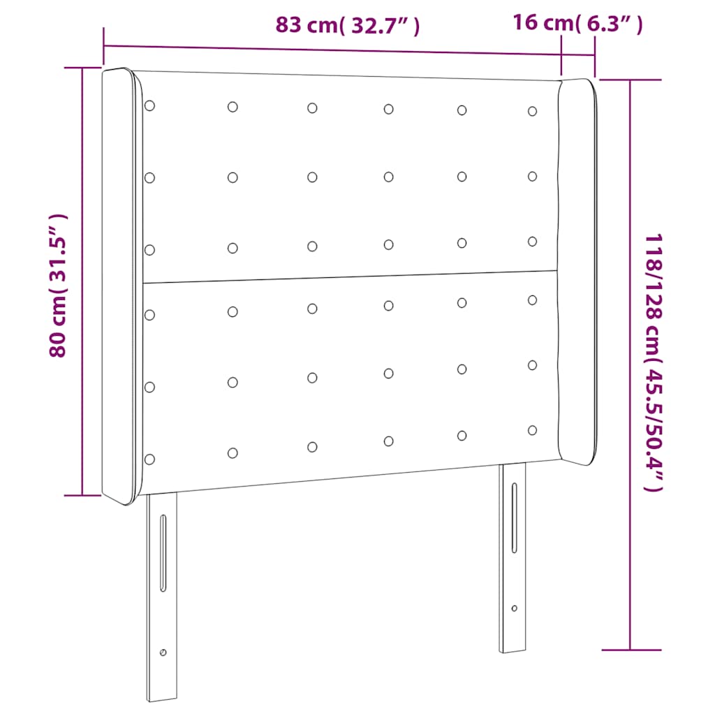 vidaXL Κεφαλάρι Κρεβατιού LED Σκούρο Πράσινο 83x16x118/128 εκ