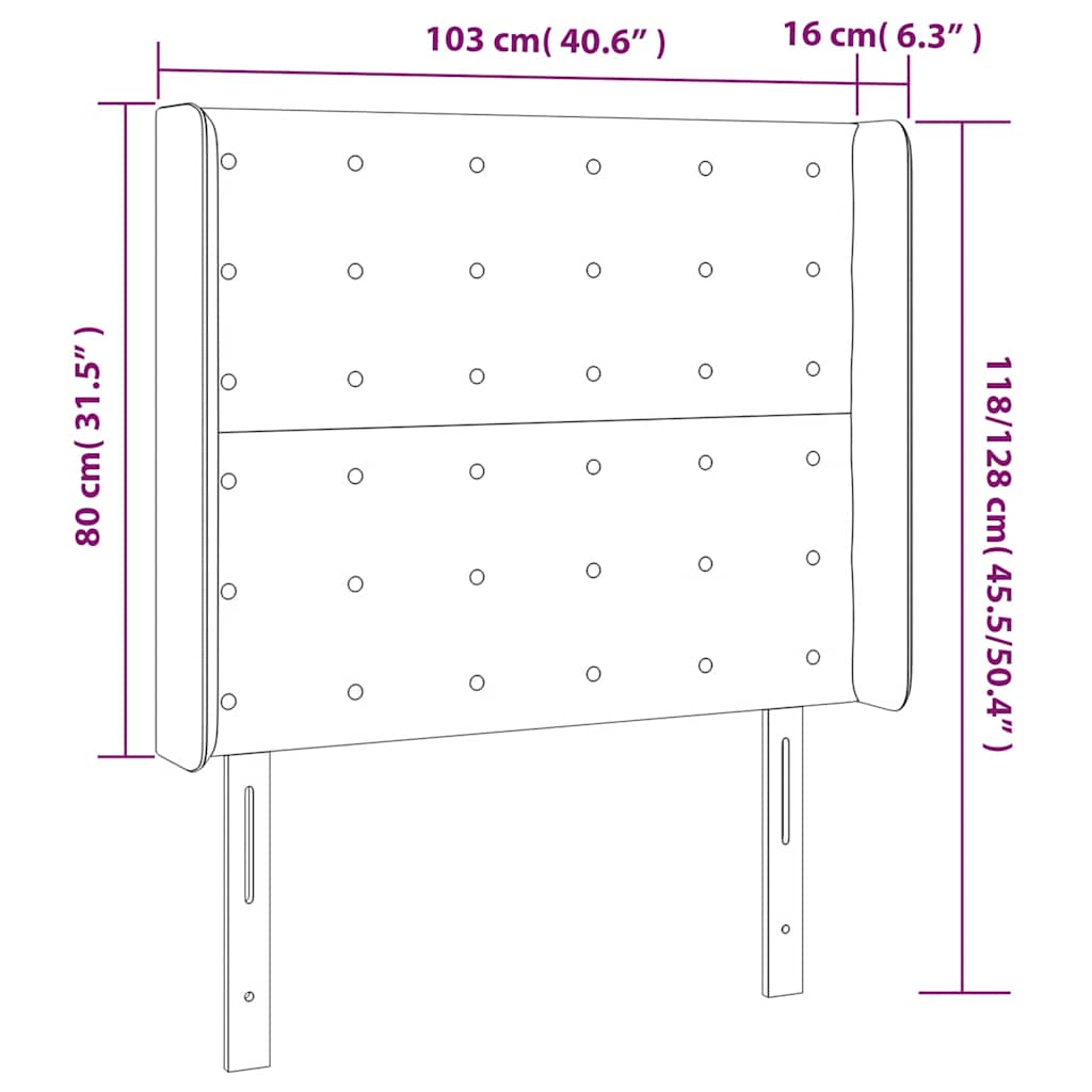 vidaXL Κεφαλάρι Κρεβατιού LED Σκούρο Πράσινο 103x16x118/128 εκ