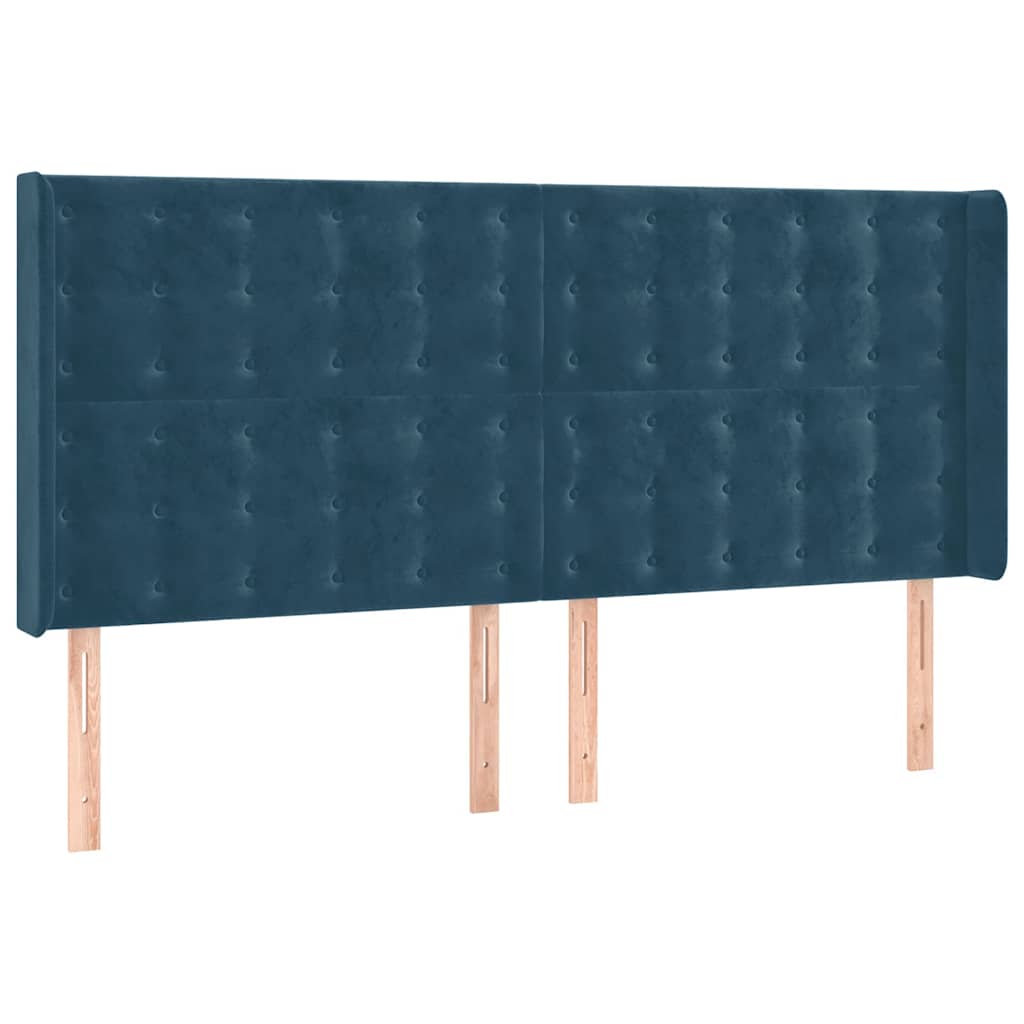vidaXL Κεφαλάρι Κρεβατιού LED Σκούρο Μπλε 163x16x118/128 εκ. Βελούδινο