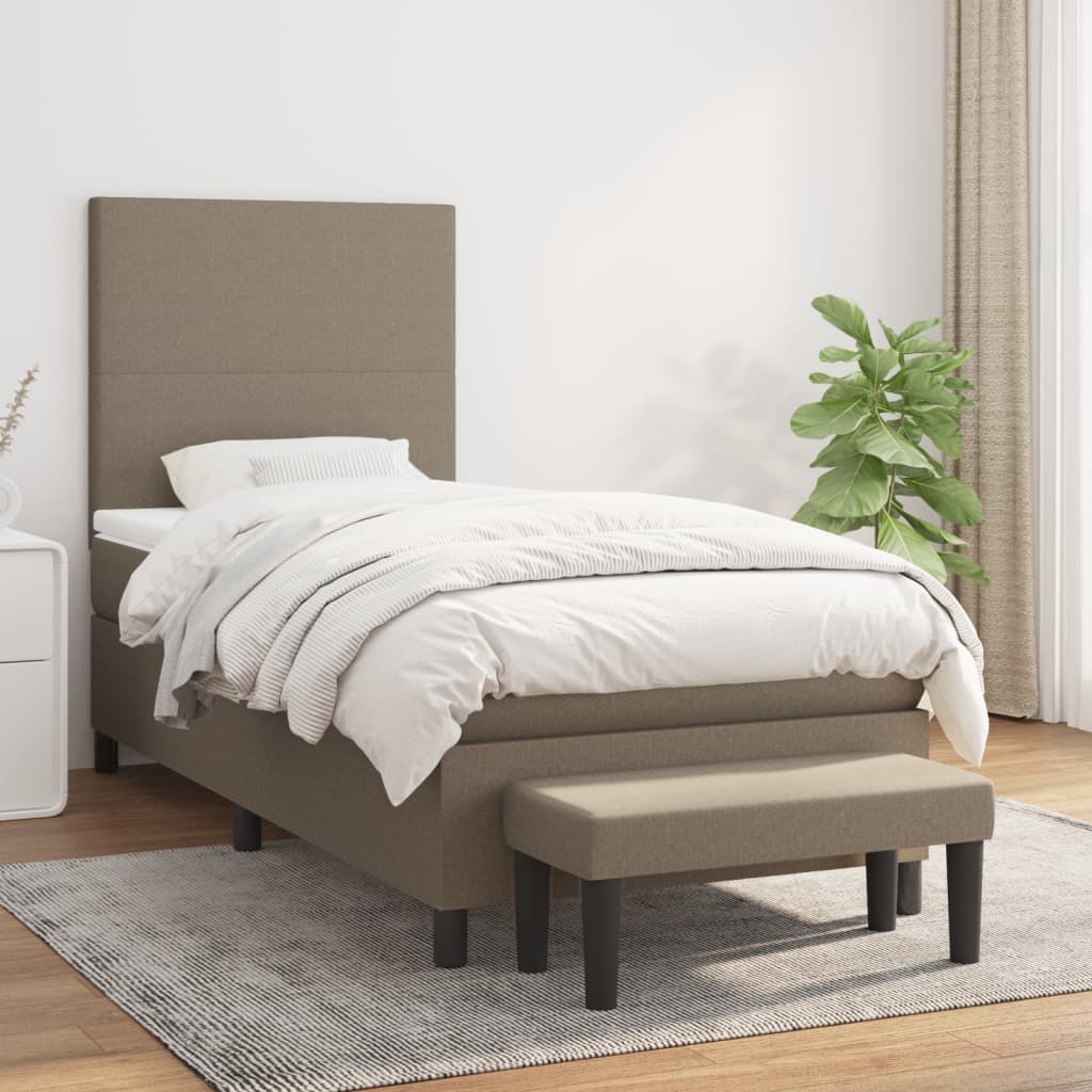 vidaXL Κρεβάτι Boxspring με Στρώμα Taupe 90x190 εκ.Υφασμάτινο