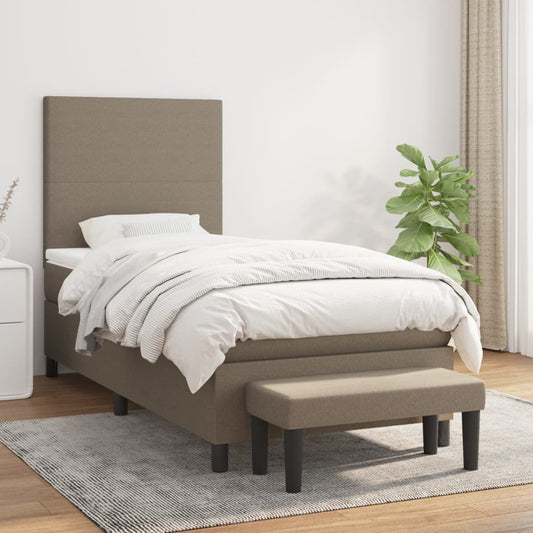 vidaXL Κρεβάτι Boxspring με Στρώμα Taupe 100 x 200 εκ. Υφασμάτινο