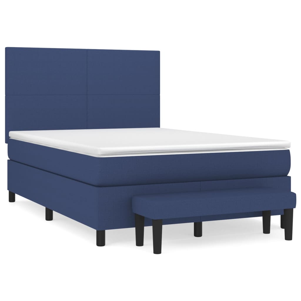 vidaXL Κρεβάτι Boxspring με Στρώμα Μπλε 140x200 εκ. Υφασμάτινο