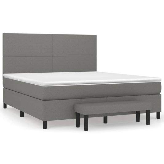vidaXL Κρεβάτι Boxspring με Στρώμα Σκούρο Γκρι 160x200 εκ Υφασμάτινο
