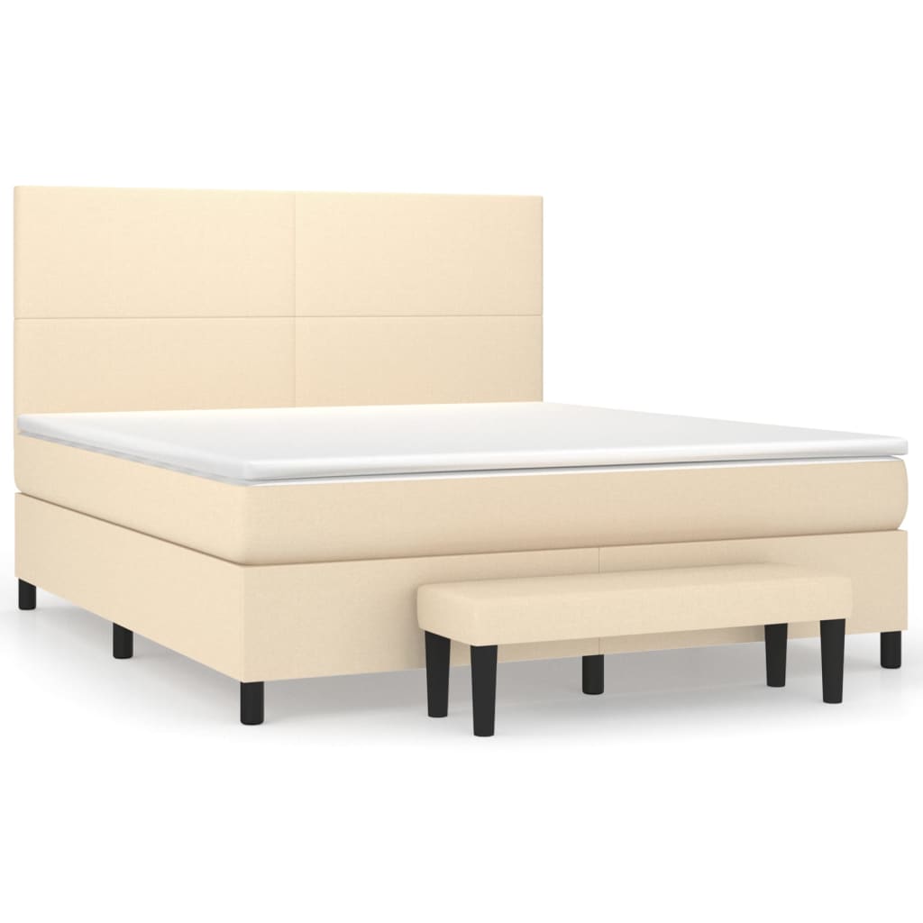 vidaXL Κρεβάτι Boxspring με Στρώμα Κρεμ 160x200 εκ. Υφασμάτινο