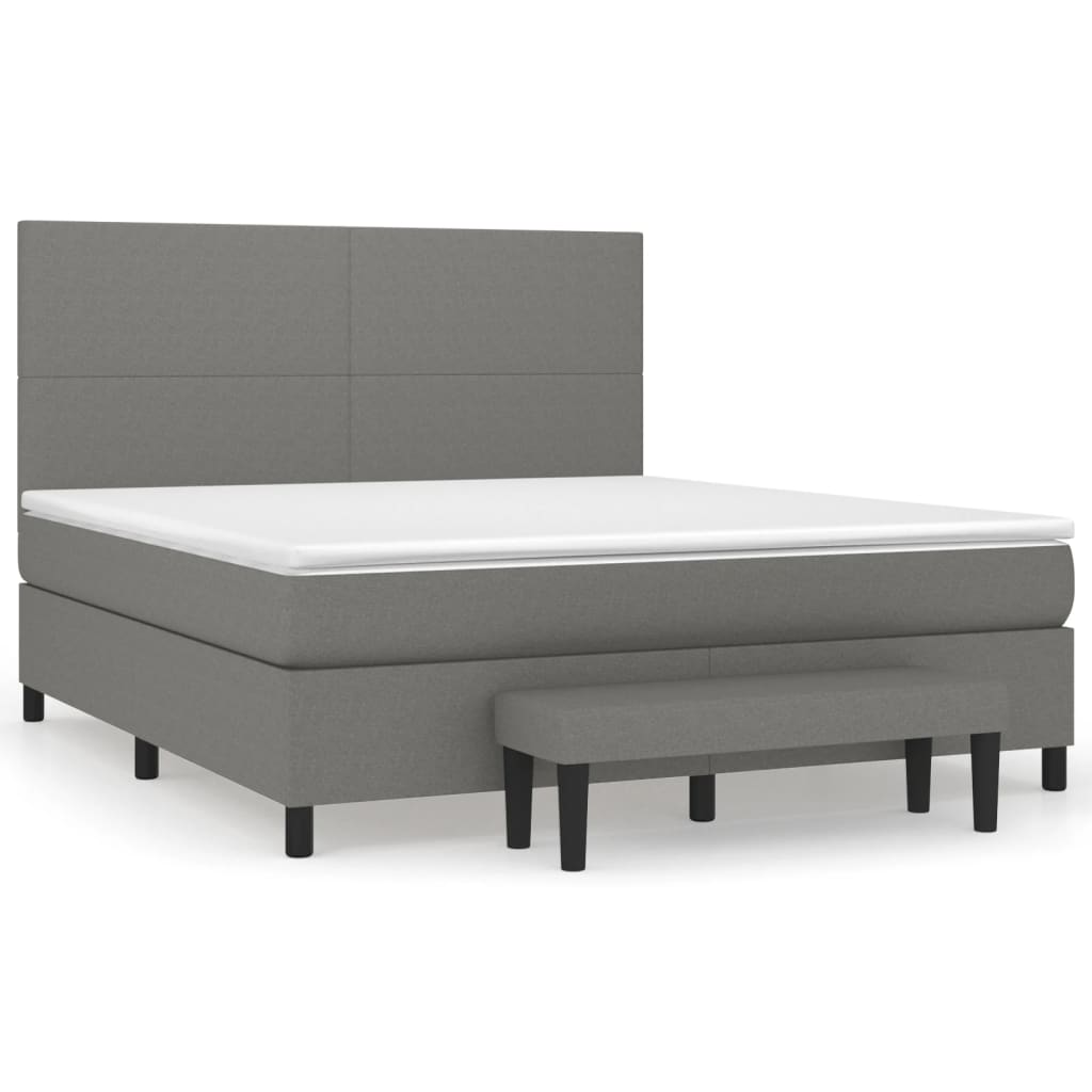 vidaXL Κρεβάτι Boxspring με Στρώμα Σκούρο Γκρι 180x200 εκ Υφασμάτιν