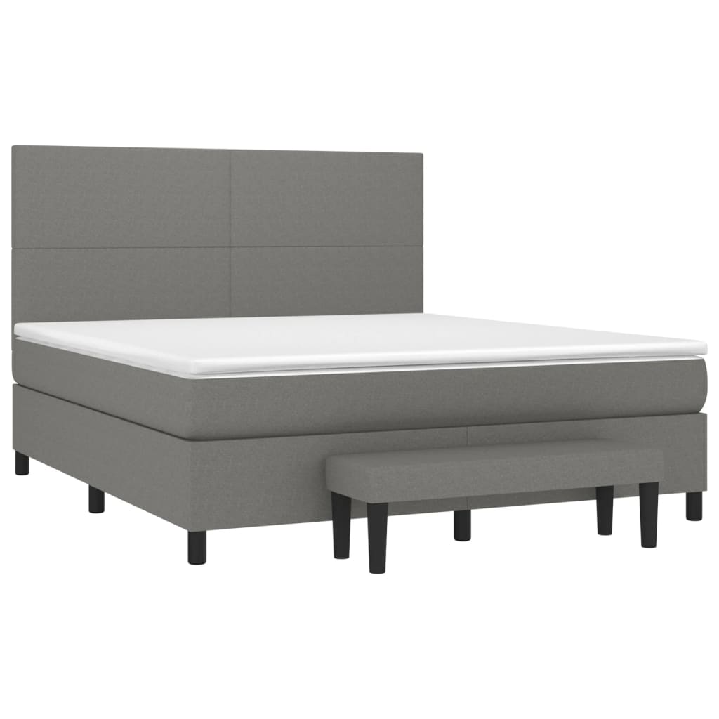 vidaXL Κρεβάτι Boxspring με Στρώμα Σκούρο Γκρι 180x200 εκ Υφασμάτιν