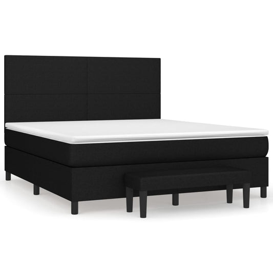 vidaXL Κρεβάτι Boxspring με Στρώμα Μαύρο 180x200 εκ. Υφασμάτινο