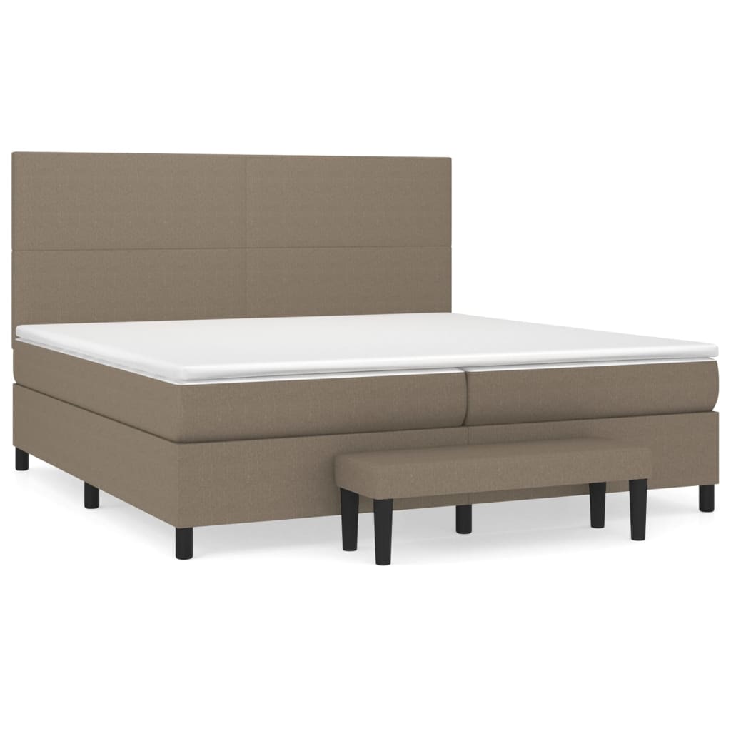 vidaXL Κρεβάτι Boxspring με Στρώμα Taupe 200x200 εκ. Υφασμάτινο